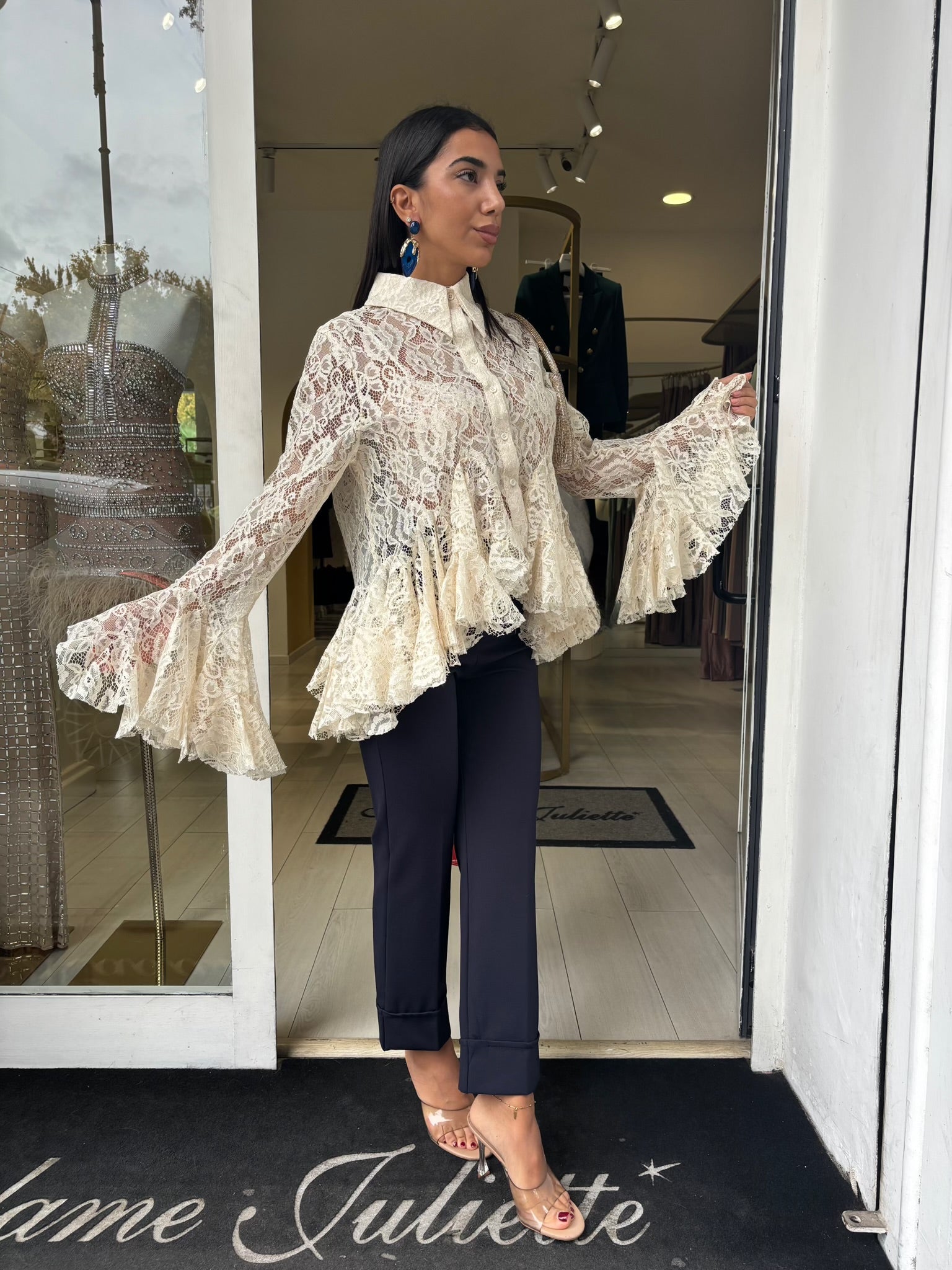 Blusa in pizzo macramè
