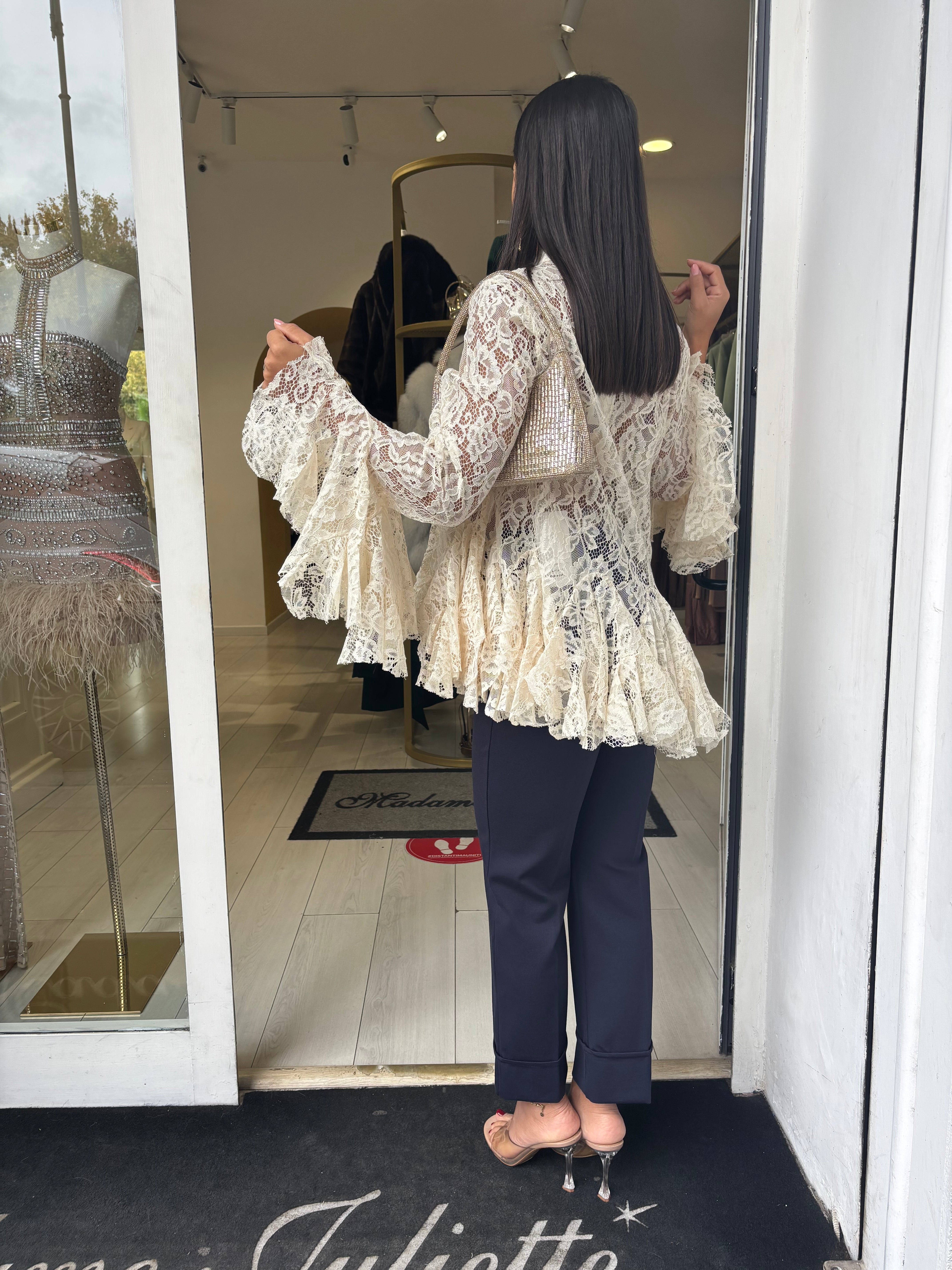 Blusa in pizzo macramè